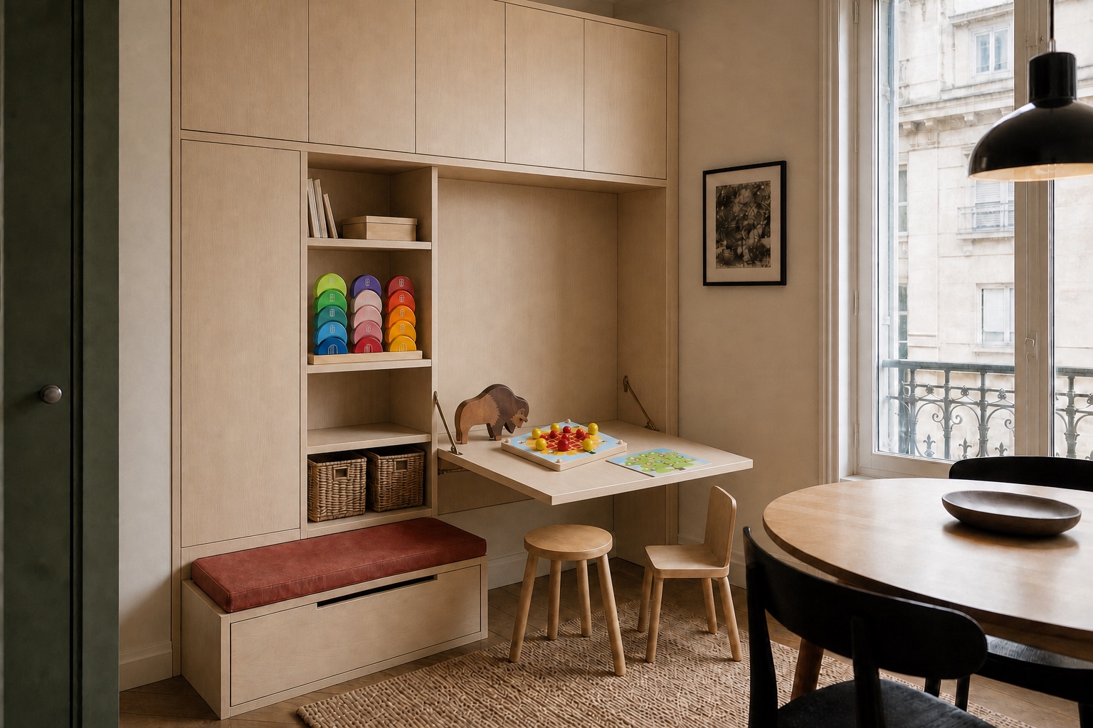 Kleine Stadtwohnung mit PlanToys Creative Peg Board, GRIMM’S Mondhäuschen und Ostheimer Bison